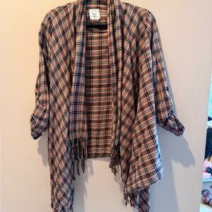 Billabong Multicolor Plaid Fringe Poncho